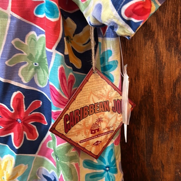 Caribbean how woman’s Hawaii button down short sleeve blouse rayon top 1x - Picture 2 of 4